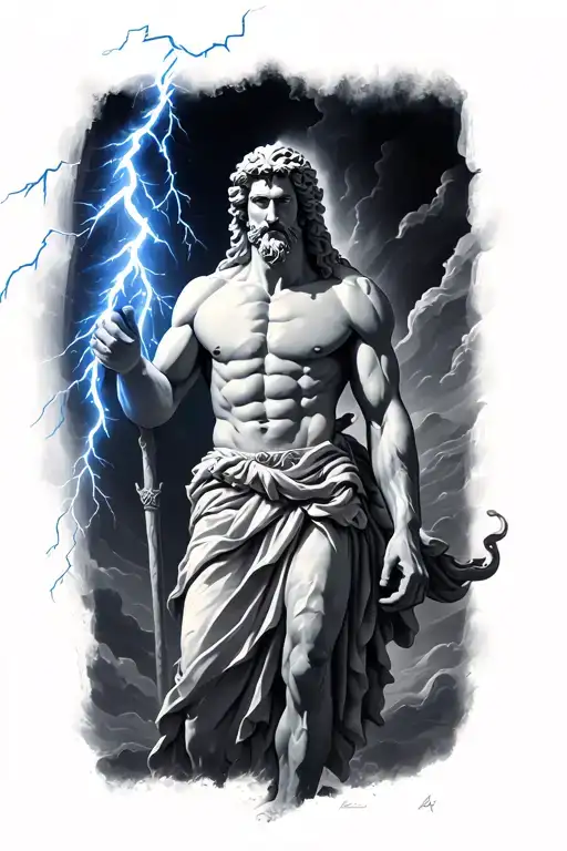 Zeus Holding A Lightning Bolt