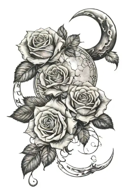 Roses Surrounding A Moon