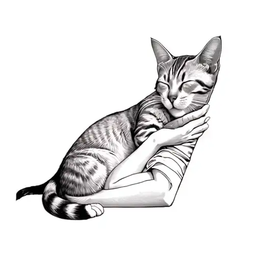 A Cat Sleeping On A Person's Lap