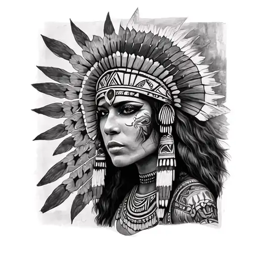 Aztec Woman With Rottwiler