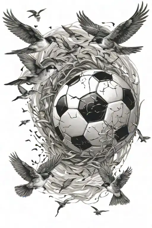 A Realistic Soccer Ball Morphing Into A Flock Of Birds Flying Over The Ocean