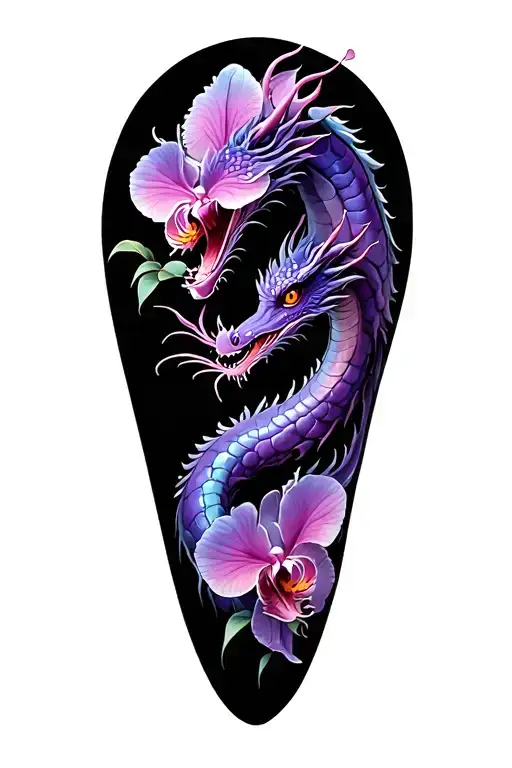 Purple Dragon And Orchid Thigh