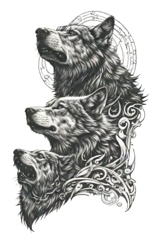 Shiv And Wolf Howling Together Face