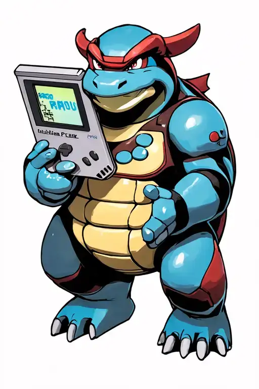 Blastoise Holding A Gameboy Color