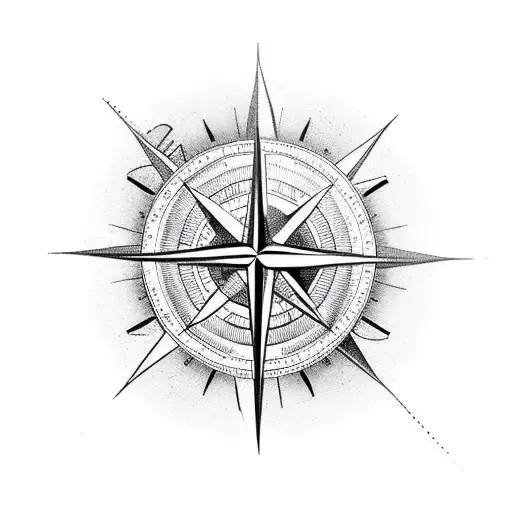 A Compass Pointing North And Some Hieroglyph Around