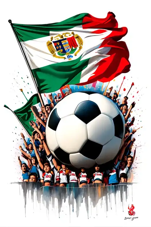 Soccer Fans Waving Flags