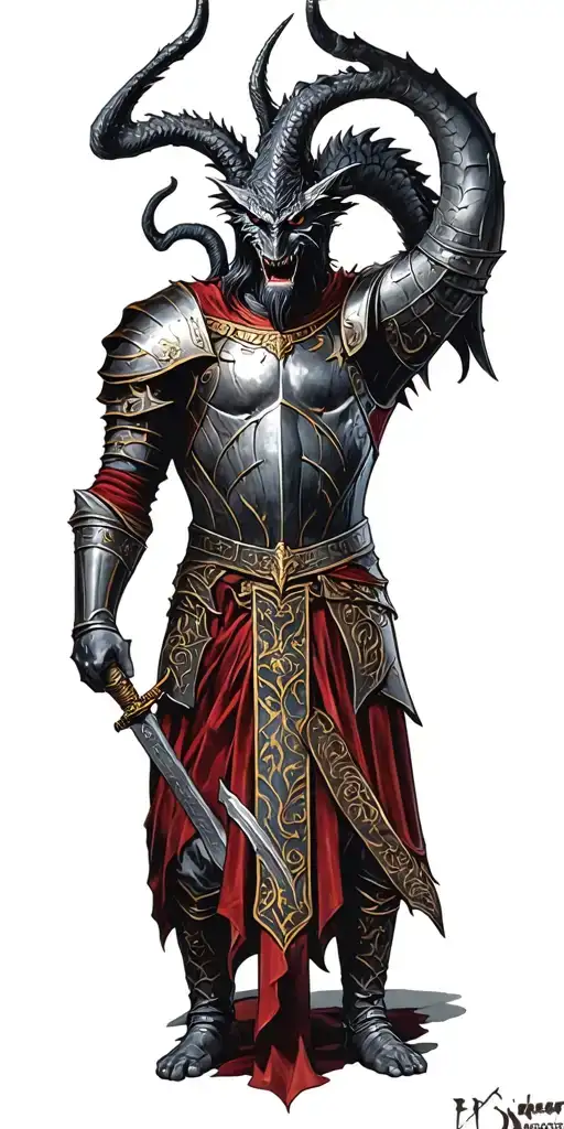 Medieval Knight With A Demon