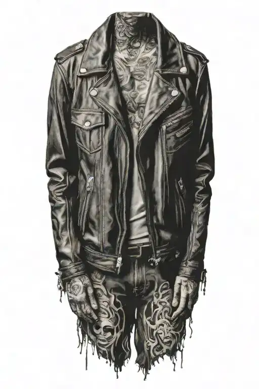 Tooled Leather Jacket And Holding