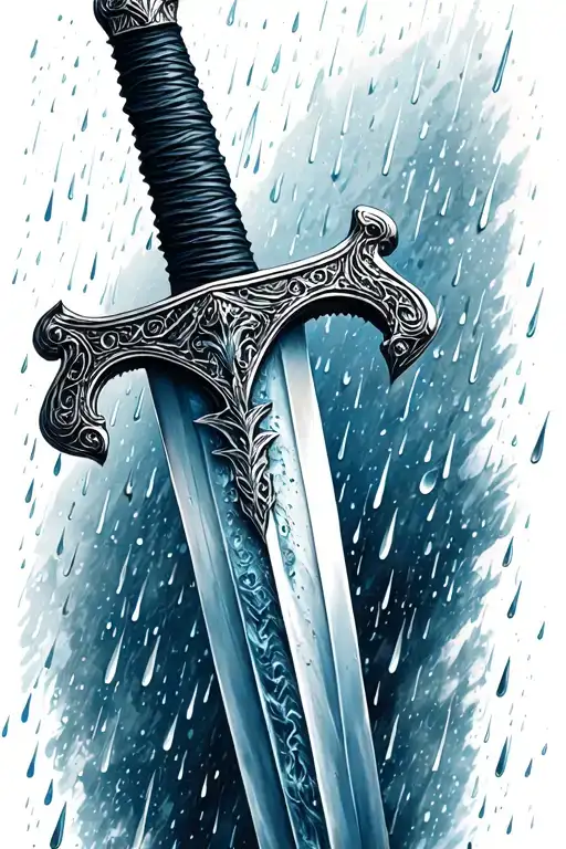 Sword With Rain Background