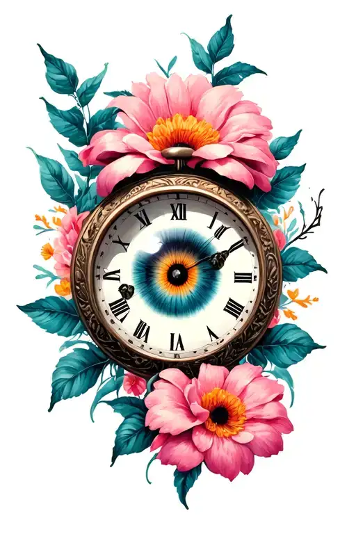 Eye Clock Flower Skull