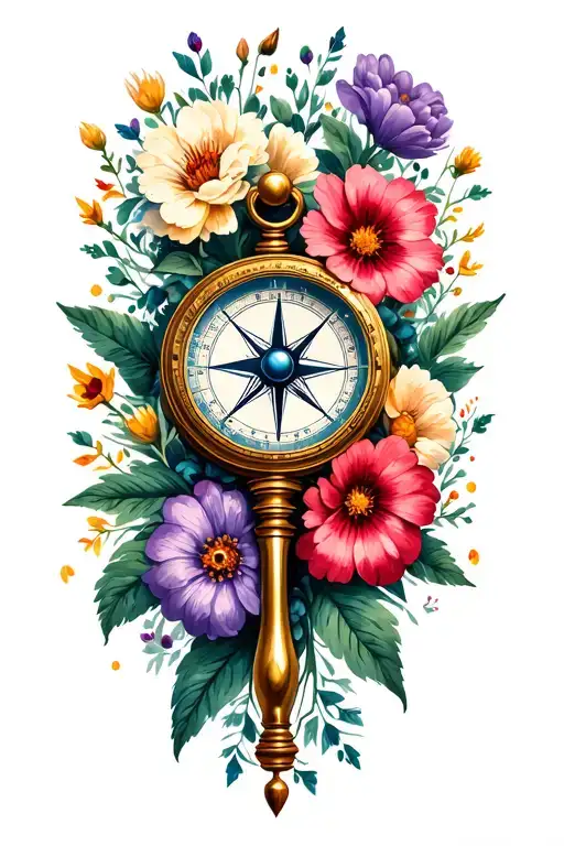Compass With Flowers