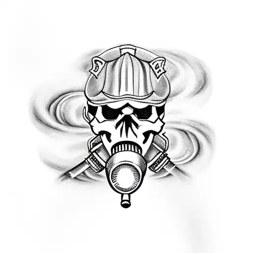 Skull With A Firefighter Oxygen Mask