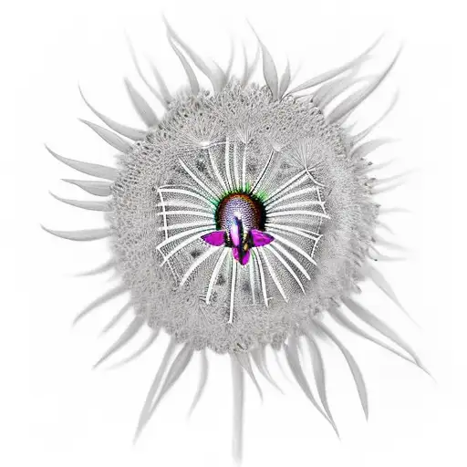 Various Flowers With Butterflies And A Hummingbird Eating From A Dandelion