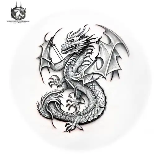 A Dragon With A Shield And Sword