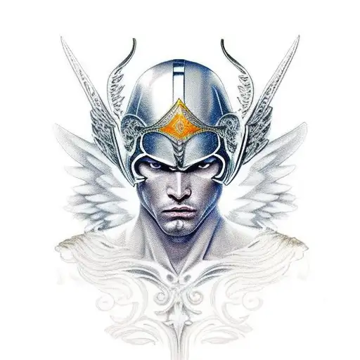 Muscular Angelic Knight With Dark Hair And Shiny Golden Eyes