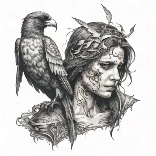 Angel Death With A Thieve Magpie On The Shoulder