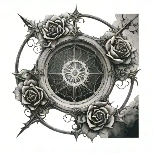 A Unique Interpretation Of A Rose Window Incorporating Elements Of A Figure And Lightning