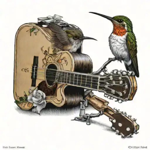 A Hummingbird Perched On A Dobro Guitar