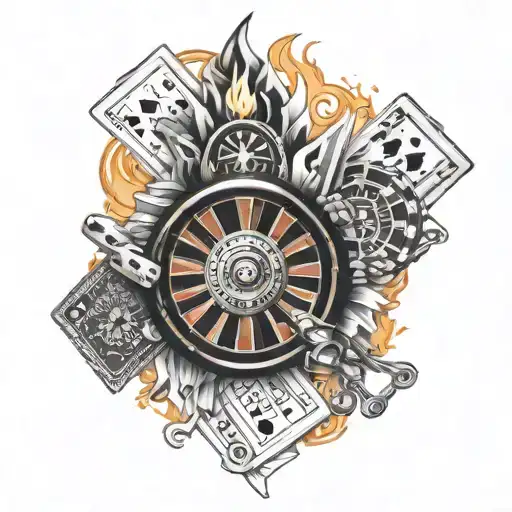 Flames And Roulette Cards
