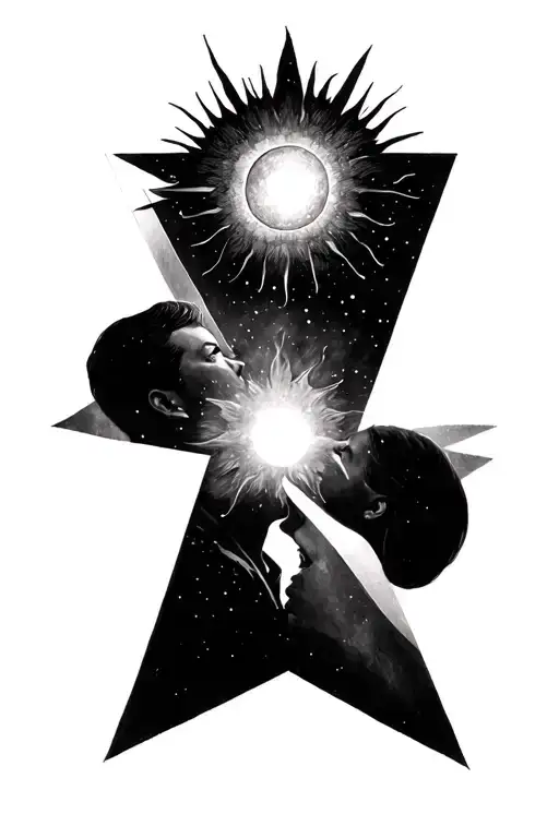 Star And Sun Couple Tattoo Design