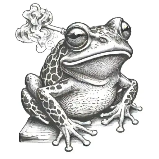Frog With A Cigarette Smoking