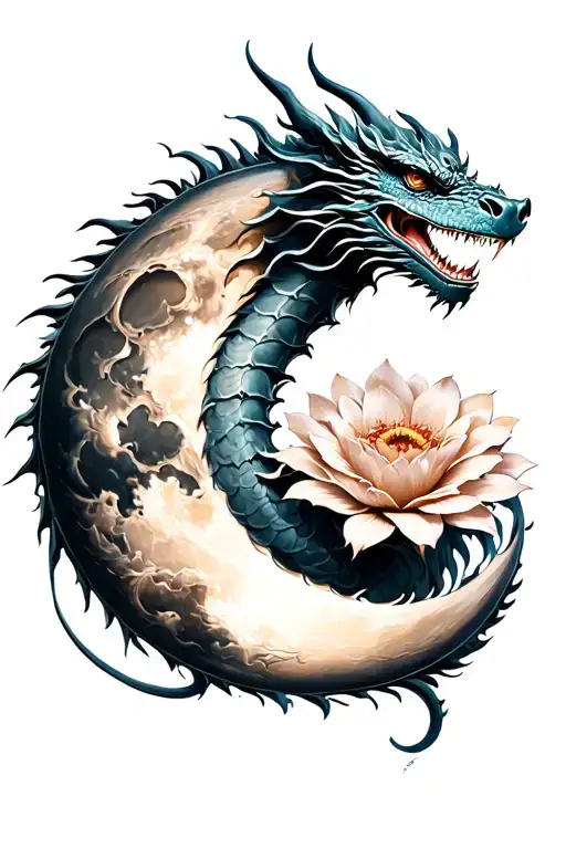 Dragon An Moon With 1 Flower