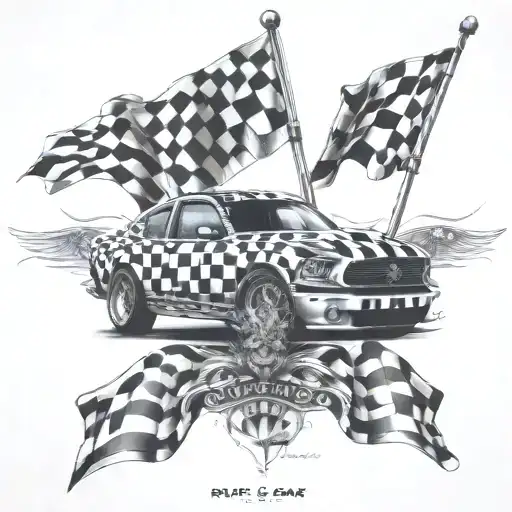 Checkered Flag Car Rac Tribute With