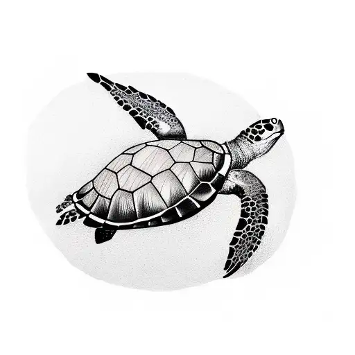 A Sea Turtle And A Broken Watch In The Background