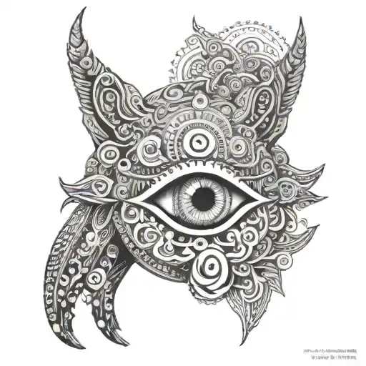 An Intricate Tattoo Combining Elements Of Mahadev's Third Eye And Shivi's Favorite Animal