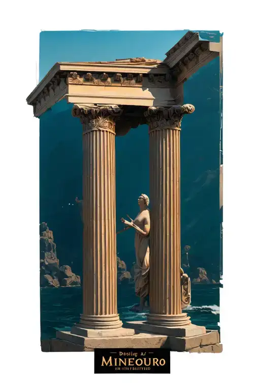 Design A Mineouro In Realism Supported By A Greek Column
