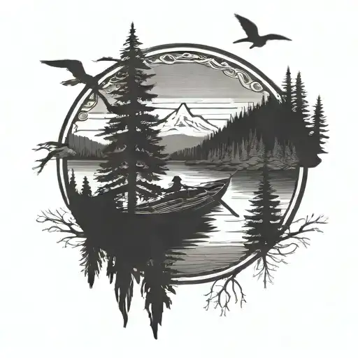 River Mountain Hammock Forest Lake Canoe