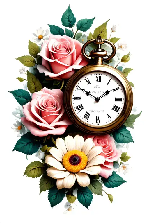 2 Pocket Watches Surrounded Buy Roses And Daisys