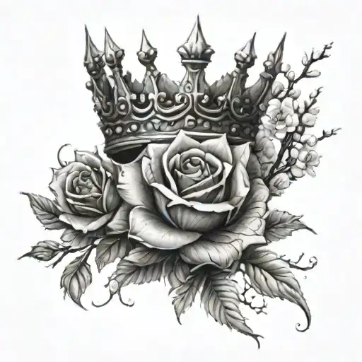 Thorns And Roses With A Crown At The Tip With Cherry Blossoms