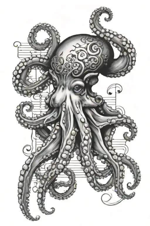 Octopus Wrapped In Music Notes