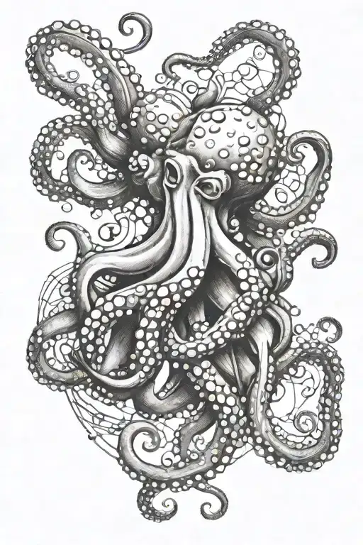 Octopus W Music Notes Floating