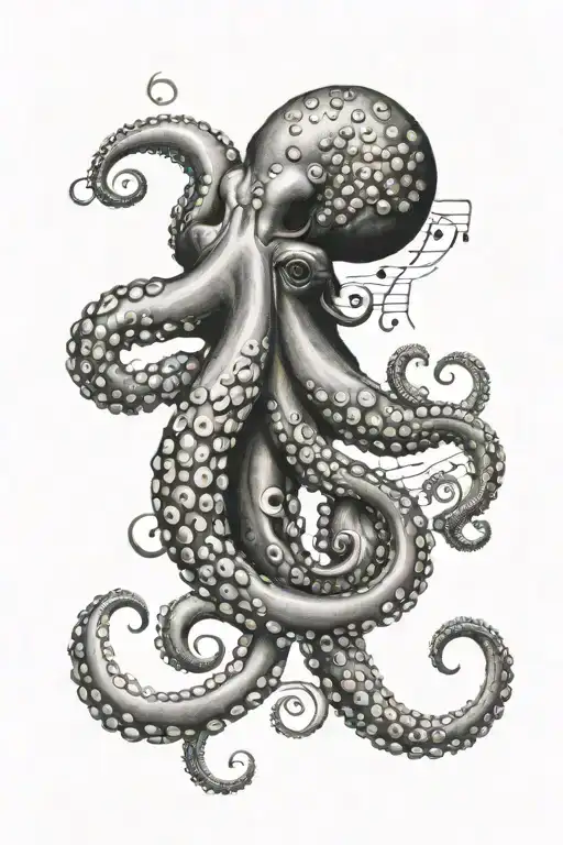 Octopus W Floating Music Notes