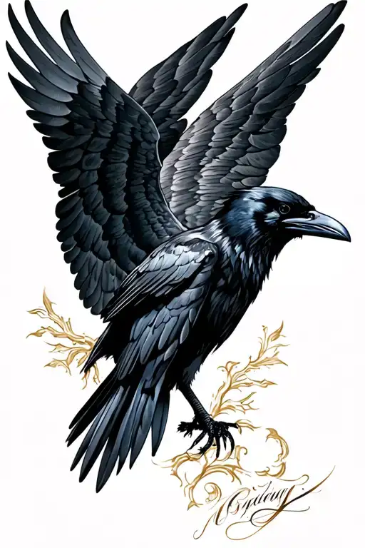 Raven With Right Wing