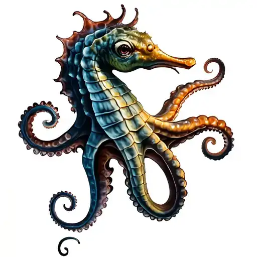 Octopus Attacking Seahorse