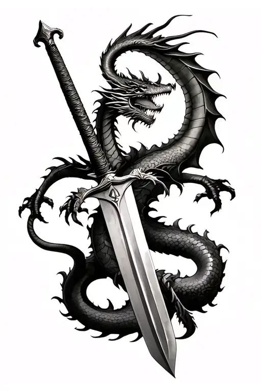 Dragon Wrapped Around Sword