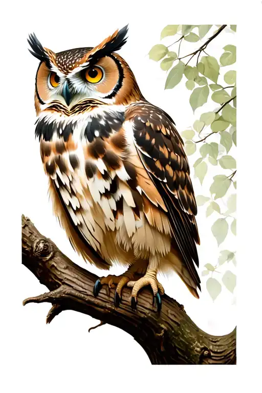 Owl Perched On A Branch Representing A Different Family