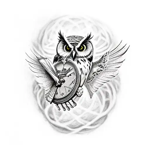 Stack Of Books With Owl And Snitch Flying Out Of Them