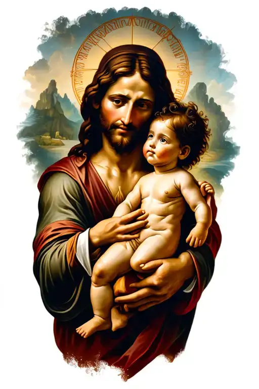 Jesus Holding Baby Girl