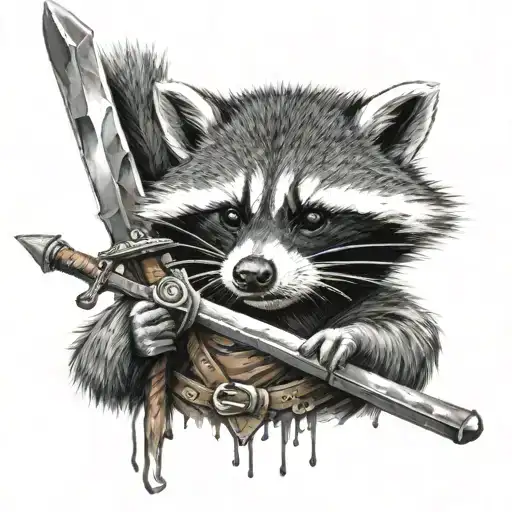 Raccoon With Sword