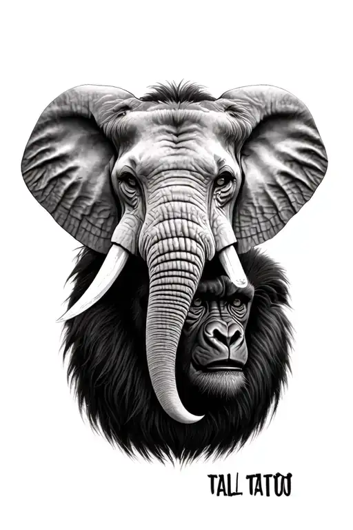 Elephant Head With A Lion Head And A Gorilla Head