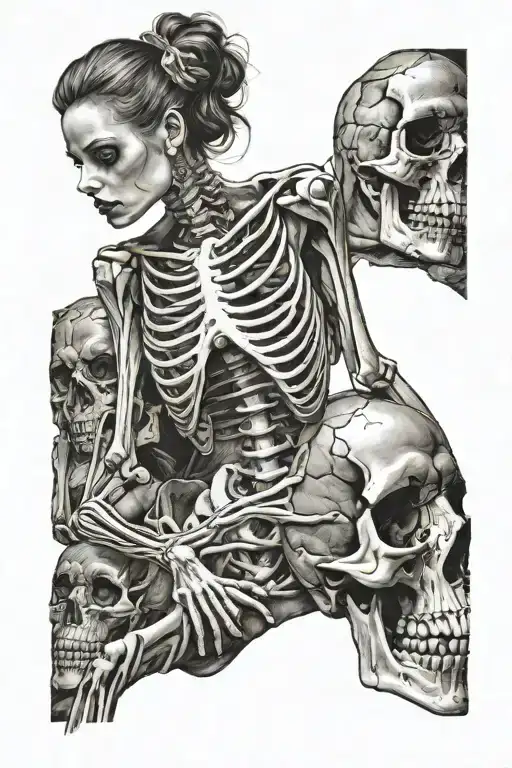 Skeleton And A Attractive Woman