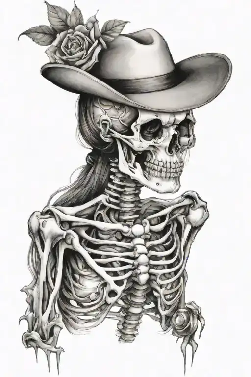 Skeleton And A Attractive Woman