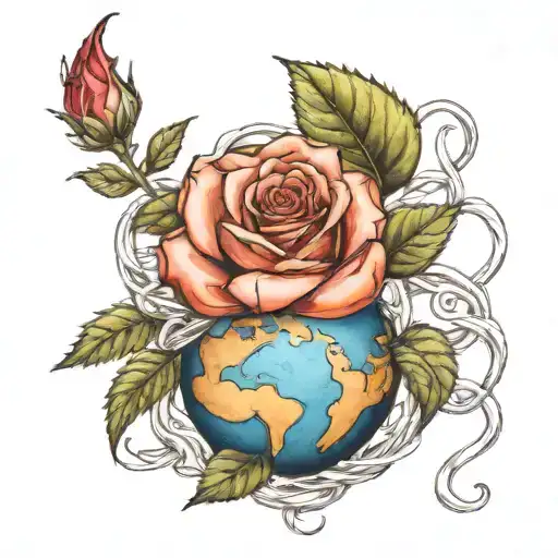 Earth With Rose Intertwined