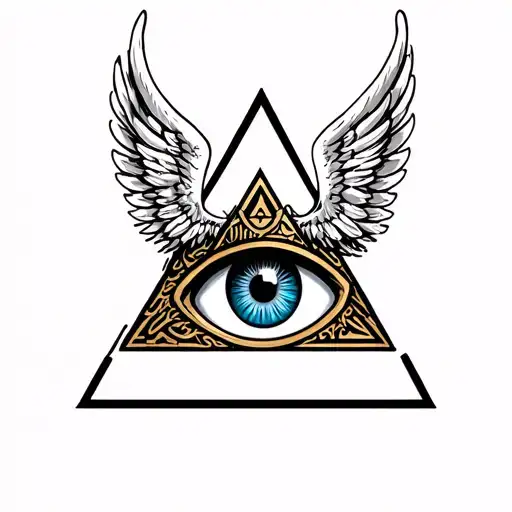 Illuminati Eye Triangle With Black Angel Wings