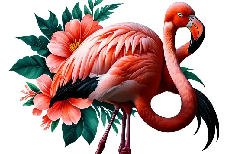 Flamingo With Flowers