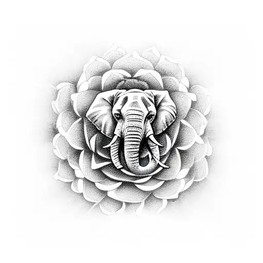Elephant With Dahlia